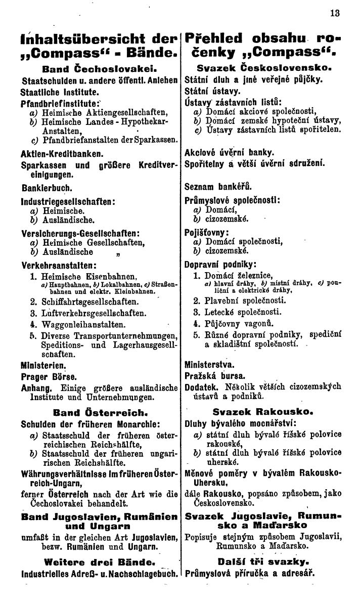 Compass. Finanzielles Jahrbuch 1929: Tschechoslowakei. - Seite 17