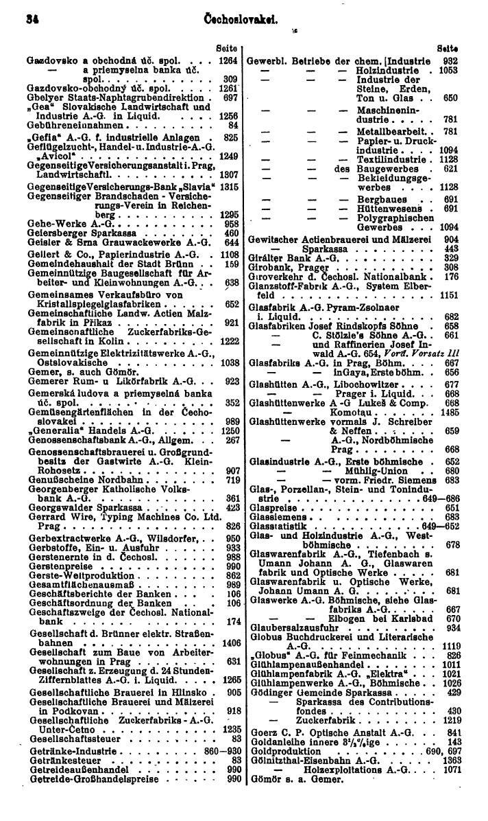 Compass. Finanzielles Jahrbuch 1929: Tschechoslowakei. - Seite 38