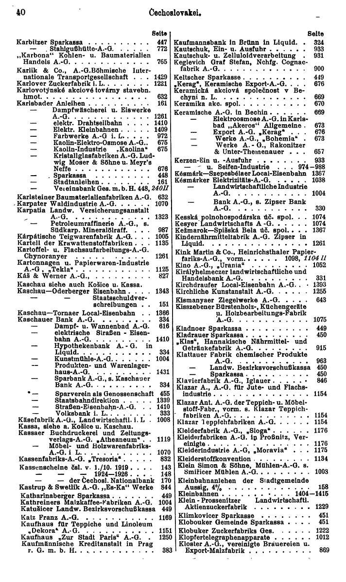 Compass. Finanzielles Jahrbuch 1929: Tschechoslowakei. - Seite 44