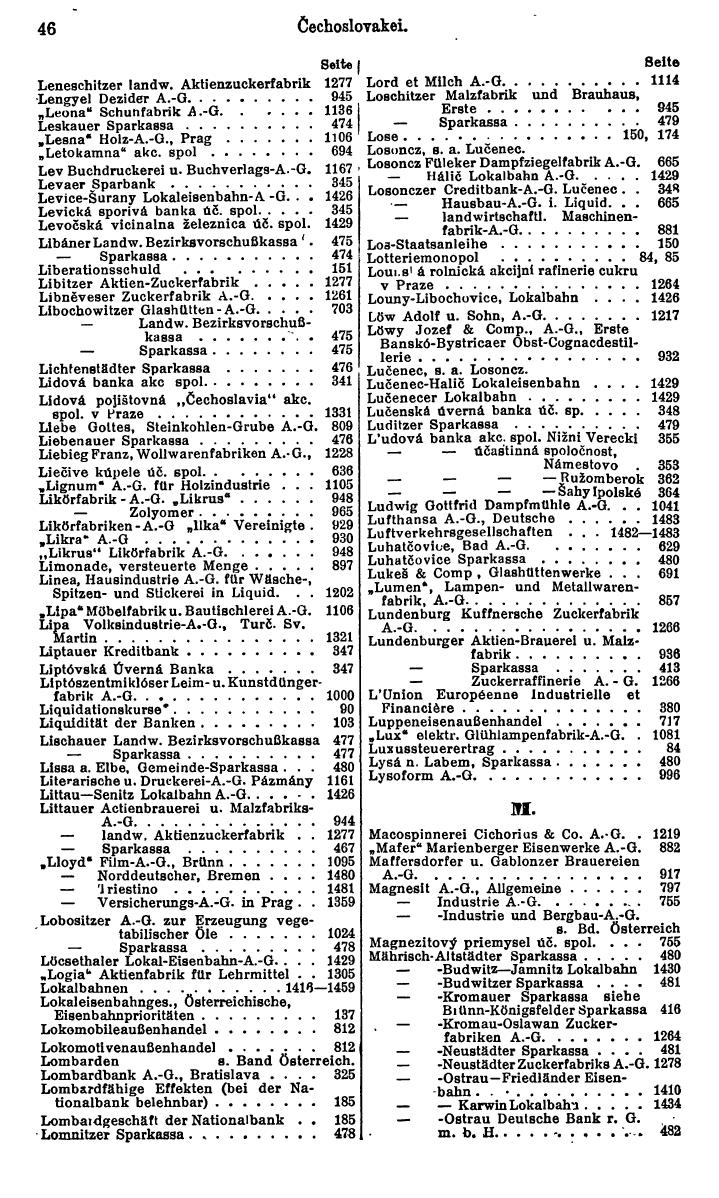 Compass. Finanzielles Jahrbuch 1930: Tschechoslowakei. - Seite 50