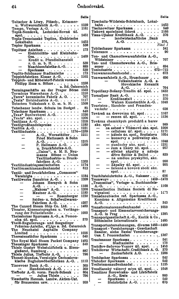 Compass. Finanzielles Jahrbuch 1930: Tschechoslowakei. - Seite 68