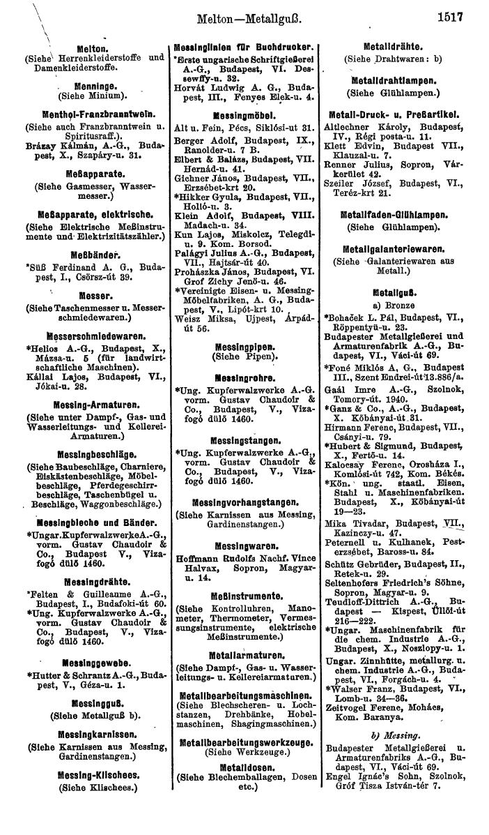 Compass. Industrielles Jahrbuch 1930: Jugoslawien, Ungarn. - Seite 1517