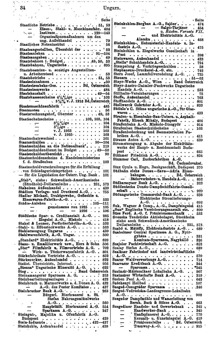 Compass. Finanzielles Jahrbuch 1938: Ungarn. - Seite 38
