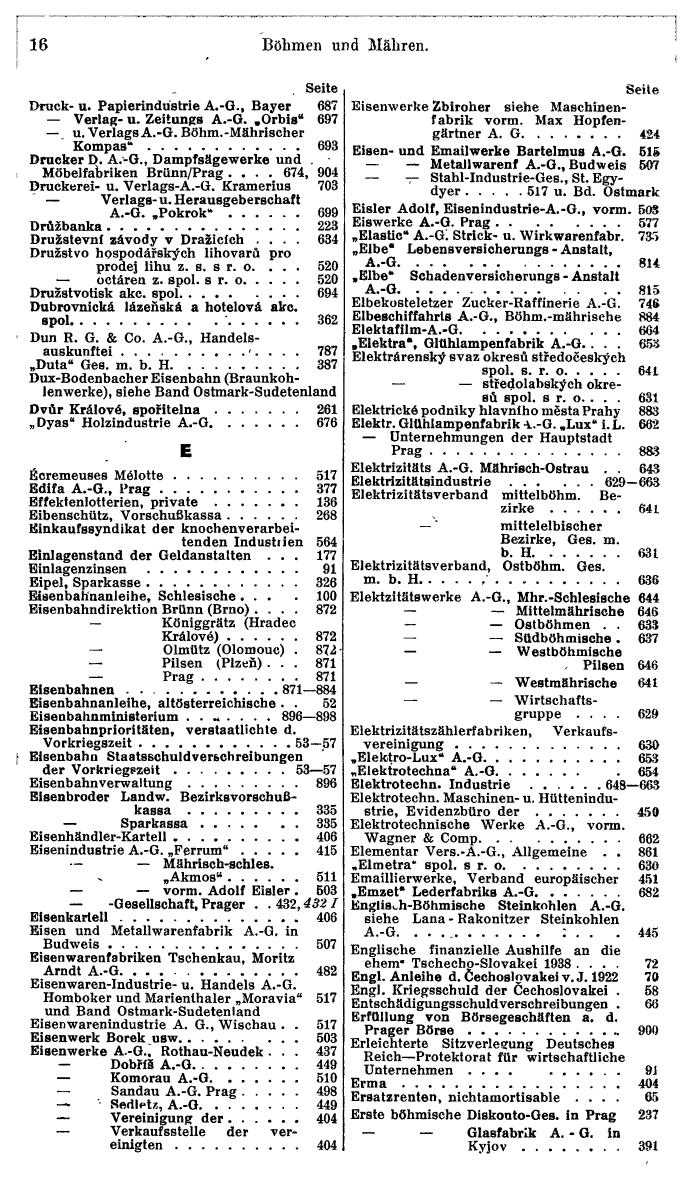 Compass. Finanzielles Jahrbuch 1941: Böhmen und Mähren, Slowakei. - Seite 24