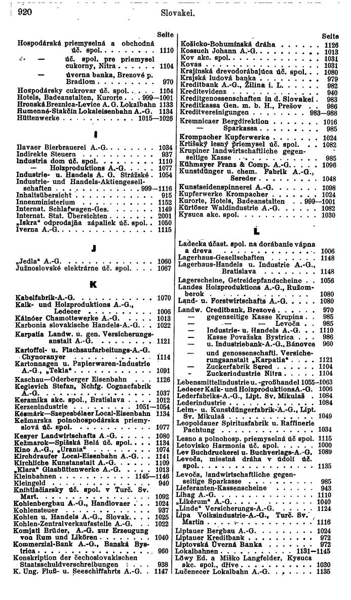 Compass. Finanzielles Jahrbuch 1941: Böhmen und Mähren, Slowakei. - Page 946