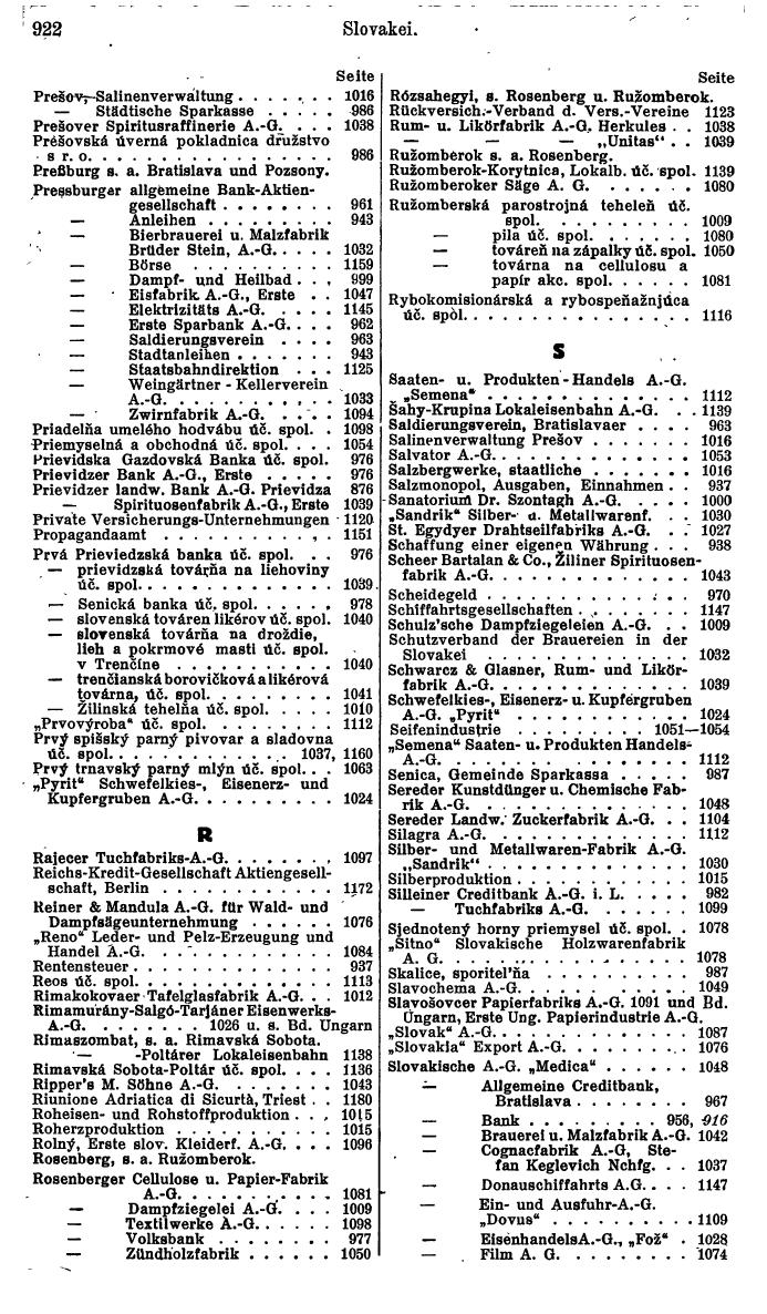 Compass. Finanzielles Jahrbuch 1941: Böhmen und Mähren, Slowakei. - Page 948