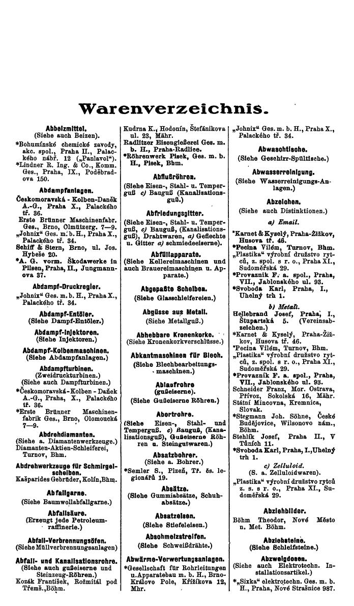 Compass. Industrielles Jahrbuch 1939:  Böhmen und Mähren, Slowakei, Karpatho-Russland. - Seite 1110