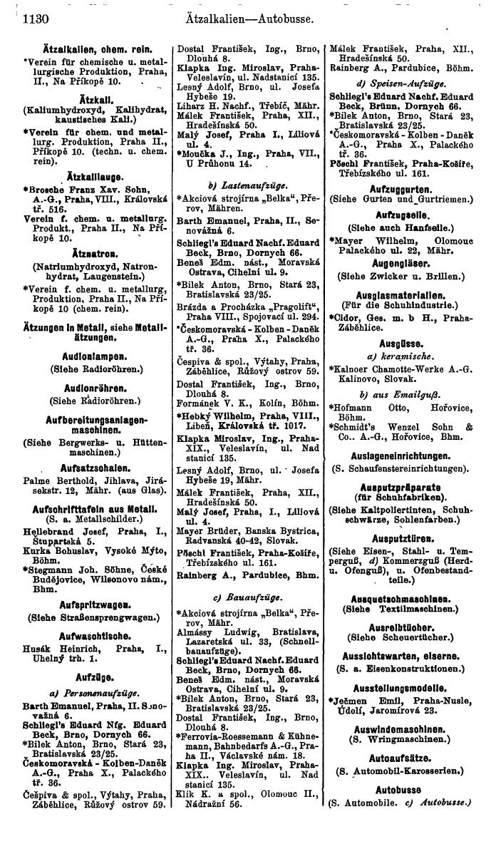 Compass. Industrielles Jahrbuch 1939:  Böhmen und Mähren, Slowakei, Karpatho-Russland. - Page 1118