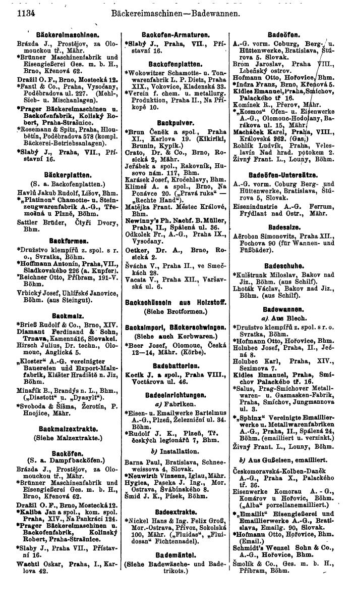 Compass. Industrielles Jahrbuch 1939:  Böhmen und Mähren, Slowakei, Karpatho-Russland. - Seite 1122