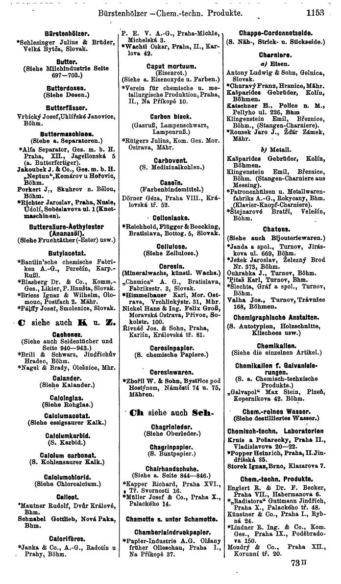 Compass. Industrielles Jahrbuch 1939:  Böhmen und Mähren, Slowakei, Karpatho-Russland. - Page 1141