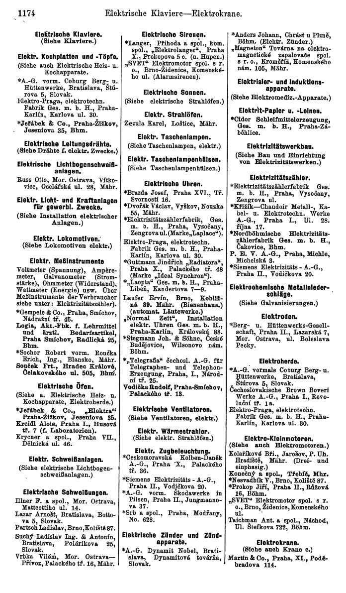 Compass. Industrielles Jahrbuch 1939:  Böhmen und Mähren, Slowakei, Karpatho-Russland. - Page 1162