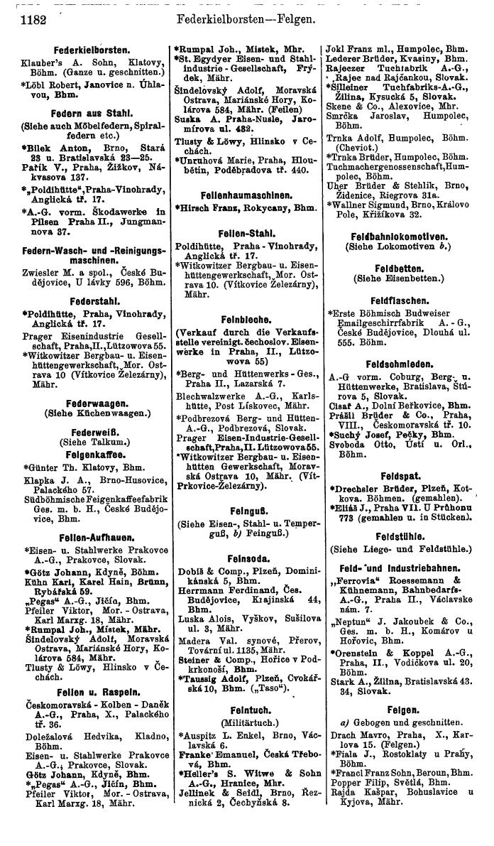 Compass. Industrielles Jahrbuch 1939:  Böhmen und Mähren, Slowakei, Karpatho-Russland. - Seite 1170