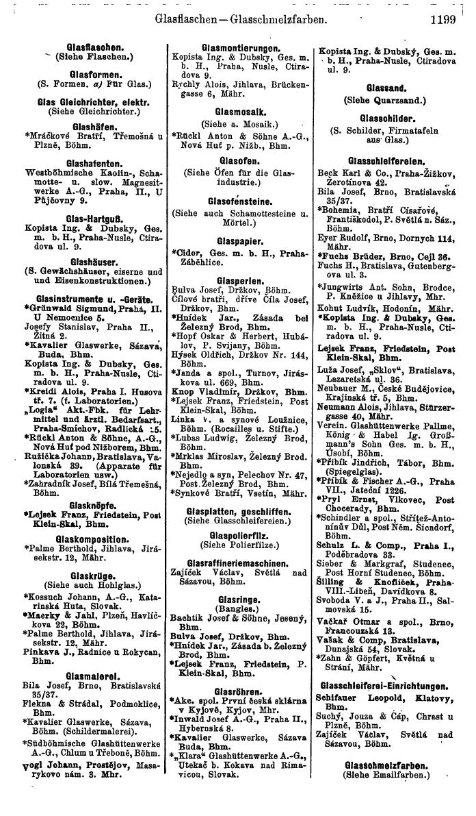 Compass. Industrielles Jahrbuch 1939:  Böhmen und Mähren, Slowakei, Karpatho-Russland. - Seite 1187