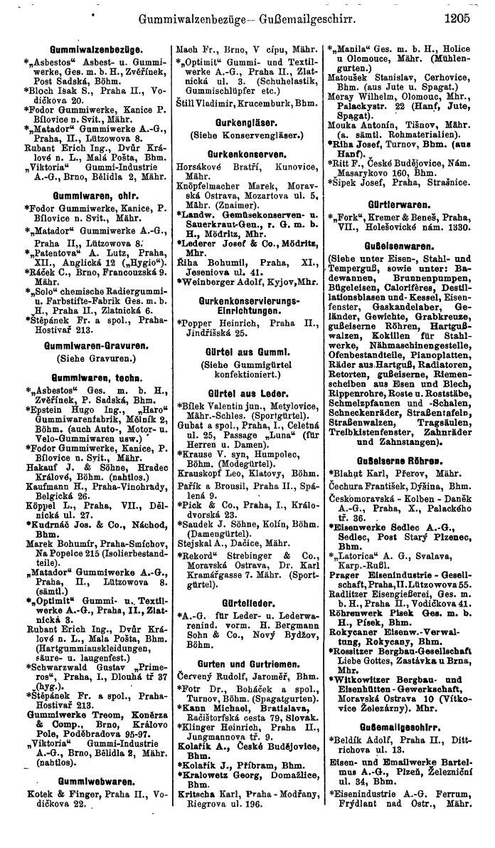 Compass. Industrielles Jahrbuch 1939:  Böhmen und Mähren, Slowakei, Karpatho-Russland. - Seite 1193