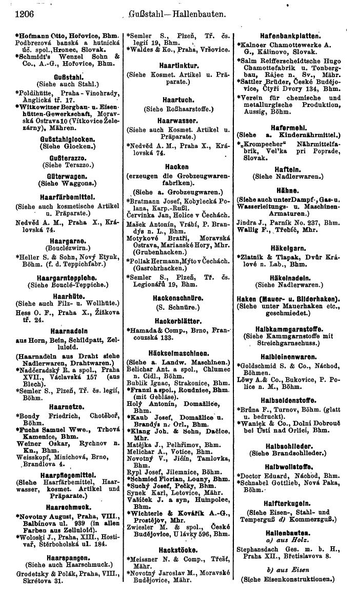 Compass. Industrielles Jahrbuch 1939:  Böhmen und Mähren, Slowakei, Karpatho-Russland. - Seite 1194