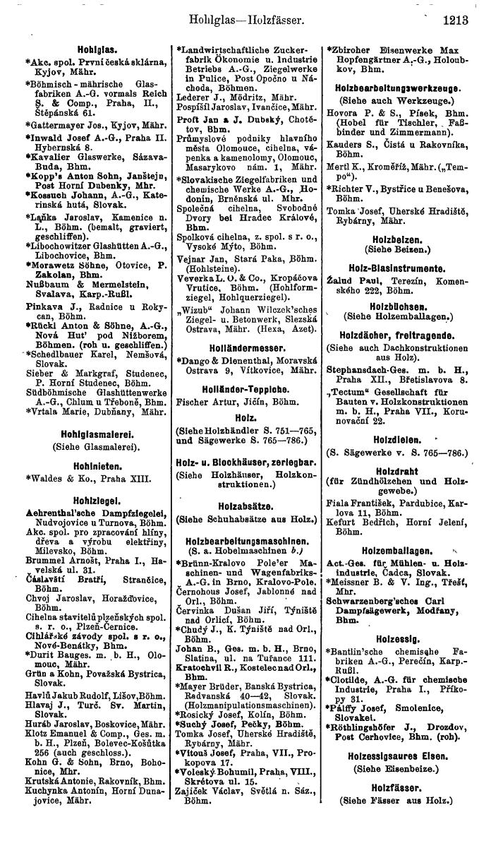 Compass. Industrielles Jahrbuch 1939:  Böhmen und Mähren, Slowakei, Karpatho-Russland. - Seite 1201