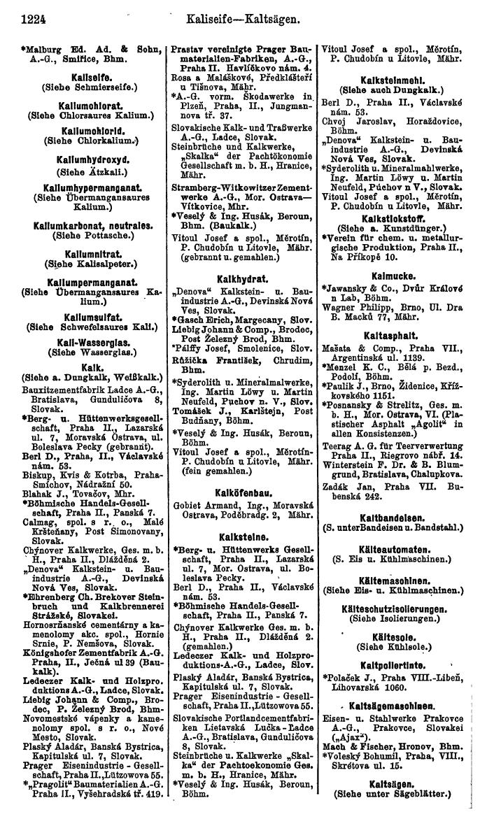 Compass. Industrielles Jahrbuch 1939:  Böhmen und Mähren, Slowakei, Karpatho-Russland. - Page 1212