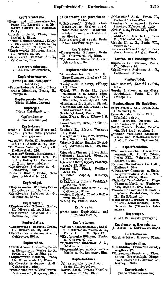 Compass. Industrielles Jahrbuch 1939:  Böhmen und Mähren, Slowakei, Karpatho-Russland. - Seite 1233