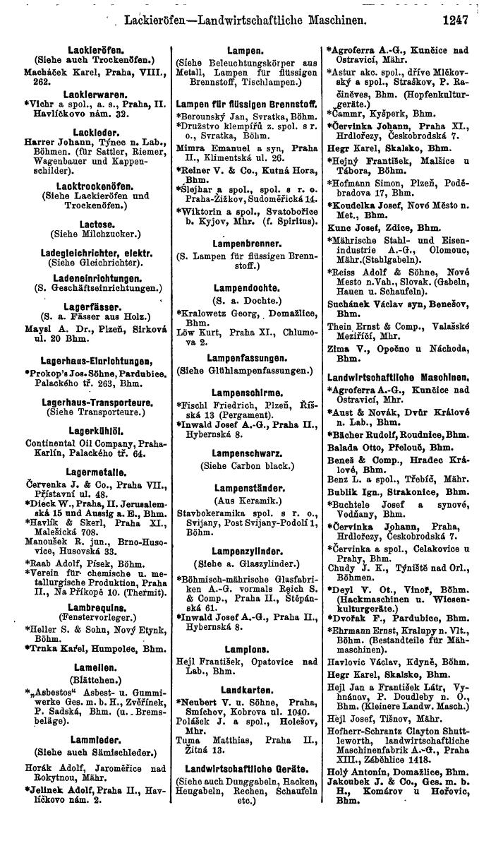 Compass. Industrielles Jahrbuch 1939:  Böhmen und Mähren, Slowakei, Karpatho-Russland. - Seite 1235