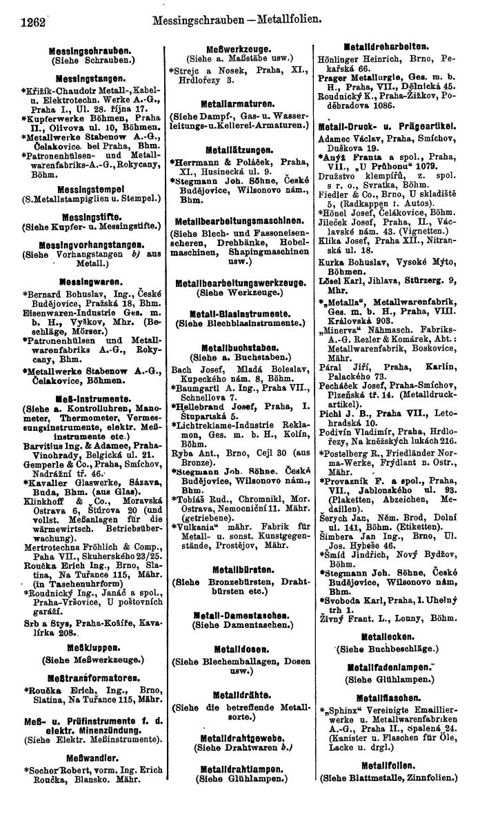 Compass. Industrielles Jahrbuch 1939:  Böhmen und Mähren, Slowakei, Karpatho-Russland. - Page 1250