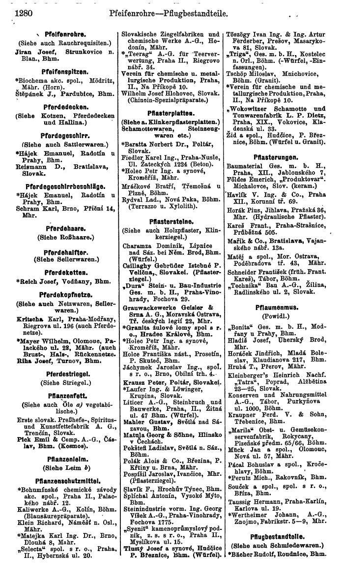 Compass. Industrielles Jahrbuch 1939:  Böhmen und Mähren, Slowakei, Karpatho-Russland. - Seite 1268