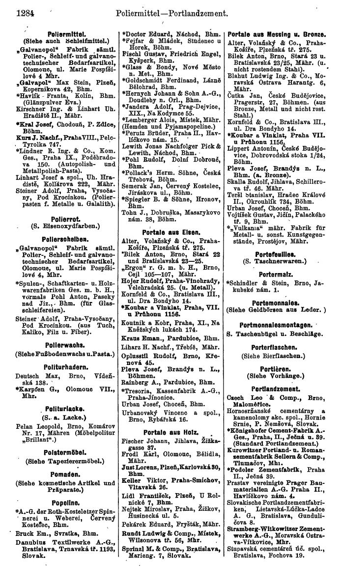 Compass. Industrielles Jahrbuch 1939:  Böhmen und Mähren, Slowakei, Karpatho-Russland. - Seite 1272