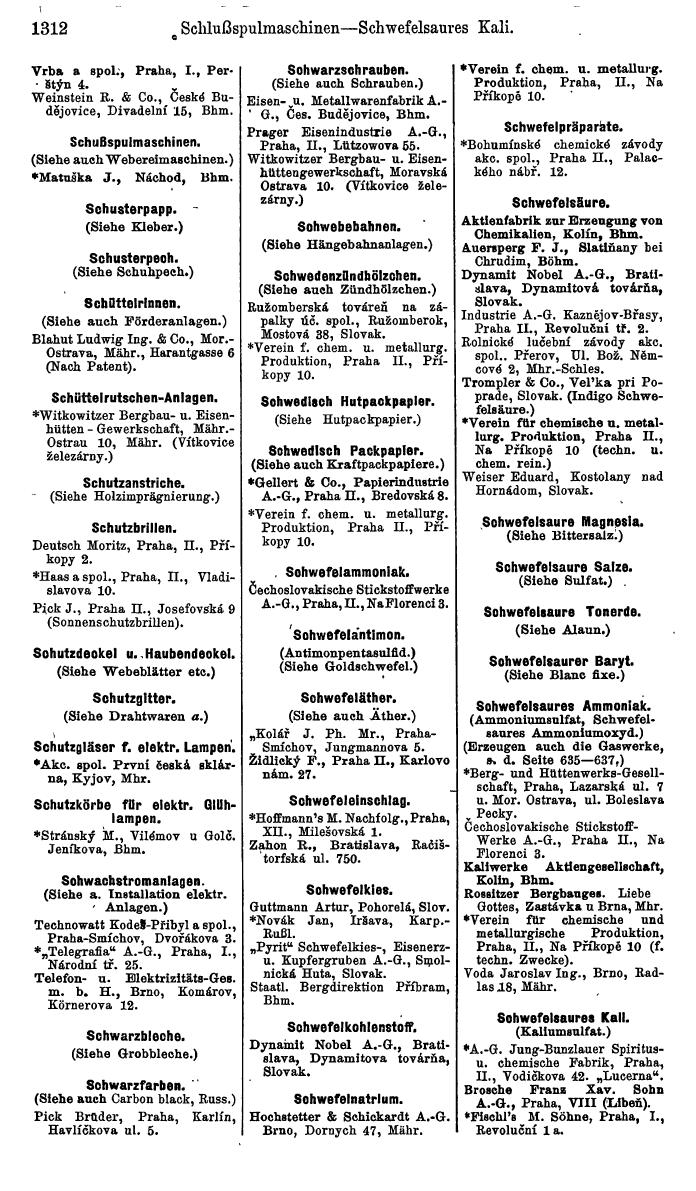 Compass. Industrielles Jahrbuch 1939:  Böhmen und Mähren, Slowakei, Karpatho-Russland. - Page 1300