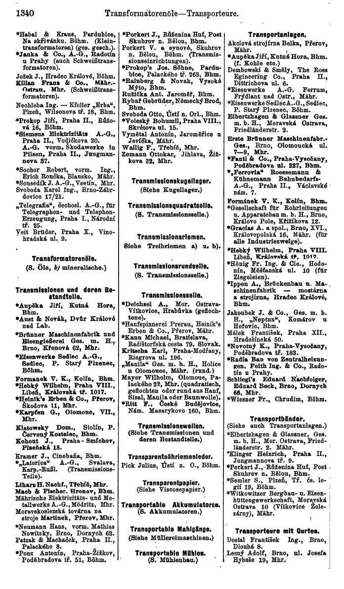 Compass. Industrielles Jahrbuch 1939:  Böhmen und Mähren, Slowakei, Karpatho-Russland. - Page 1328