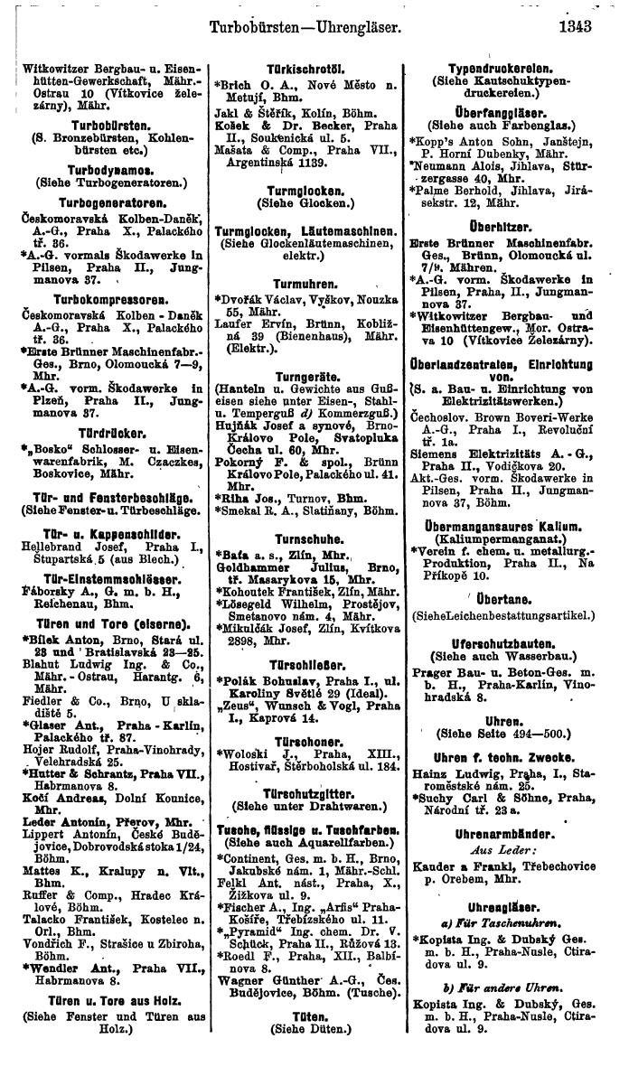 Compass. Industrielles Jahrbuch 1939:  Böhmen und Mähren, Slowakei, Karpatho-Russland. - Seite 1331