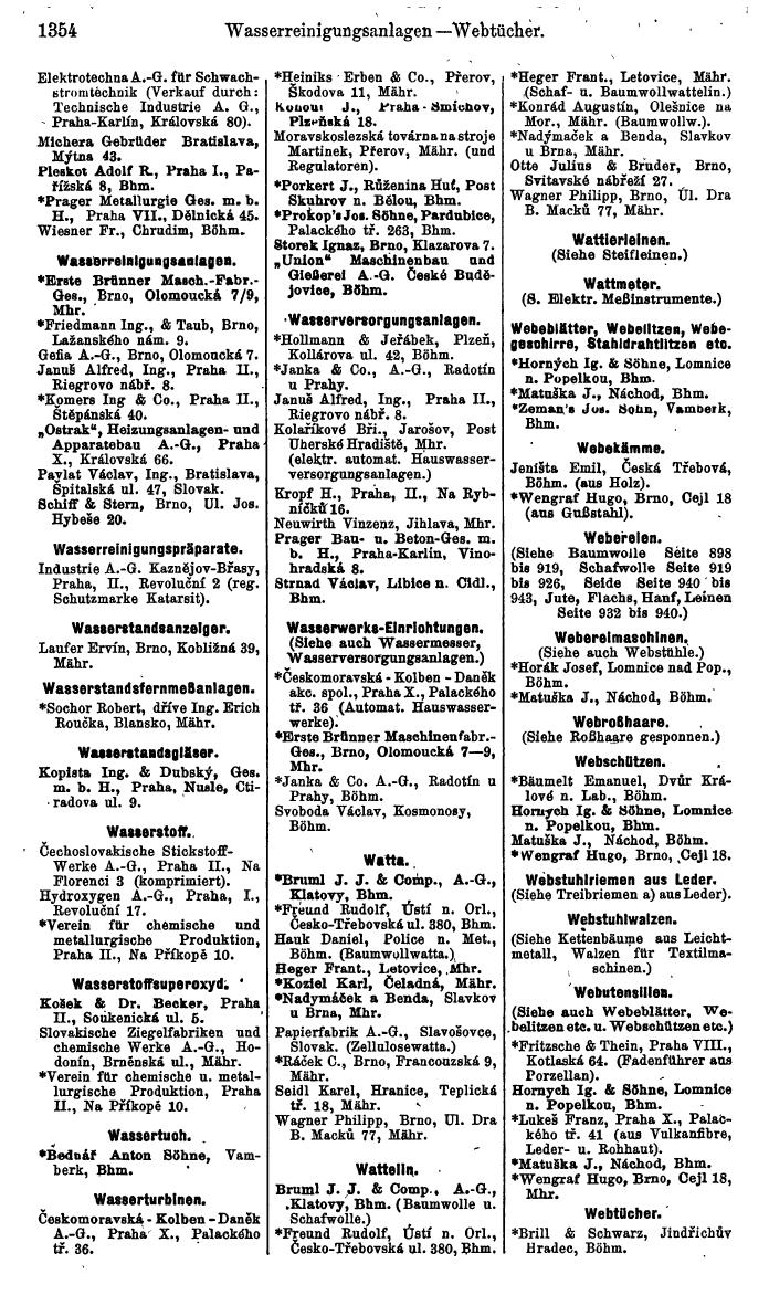 Compass. Industrielles Jahrbuch 1939:  Böhmen und Mähren, Slowakei, Karpatho-Russland. - Seite 1342