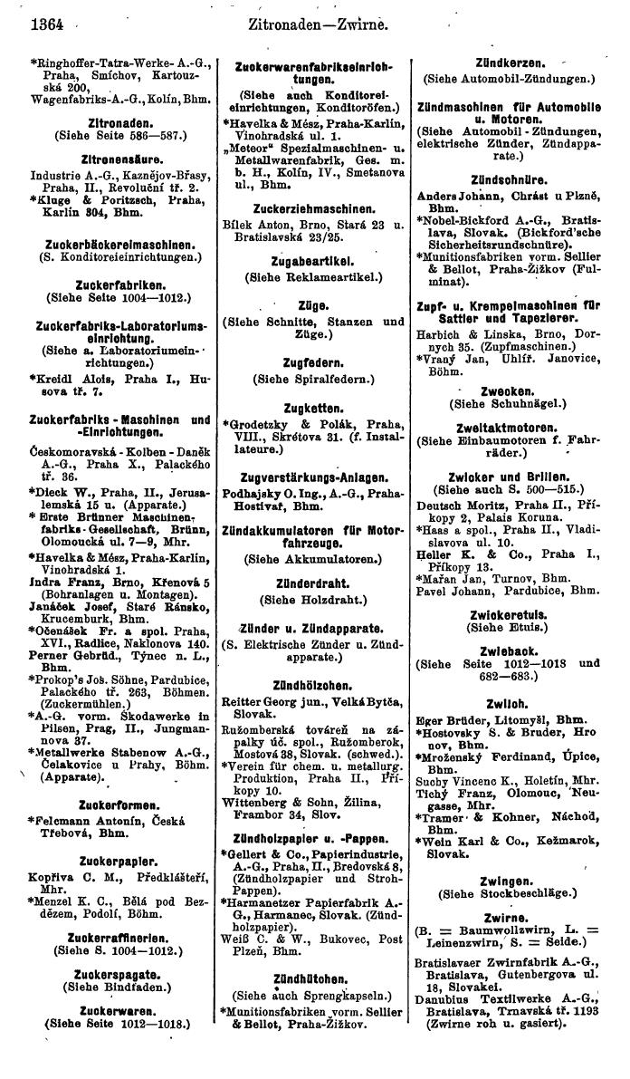 Compass. Industrielles Jahrbuch 1939:  Böhmen und Mähren, Slowakei, Karpatho-Russland. - Seite 1352