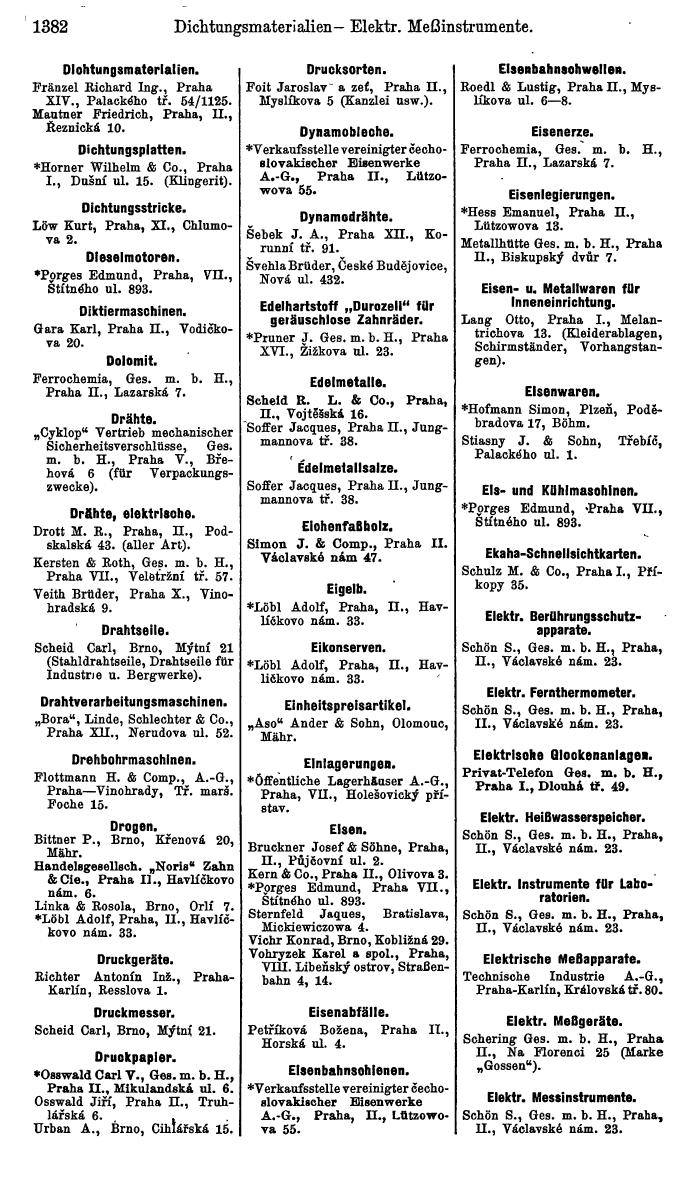 Compass. Industrielles Jahrbuch 1939:  Böhmen und Mähren, Slowakei, Karpatho-Russland. - Seite 1362