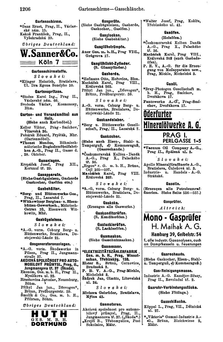 Compass. Kommerzielles Jahrbuch 1940: Böhmen und Mähren, Slowakei. - Page 1200