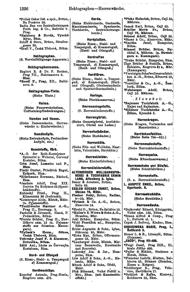 Compass. Kommerzielles Jahrbuch 1940: Böhmen und Mähren, Slowakei. - Page 1220