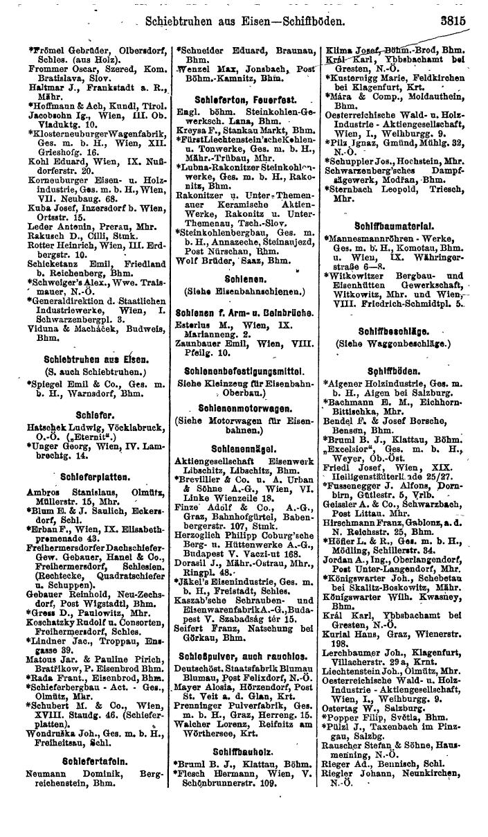 Compass. Industrie 1920/21, Band VI: Deutschösterreich, Tschechoslowakei, Ungarn, Jugoslawien. - Page 1255
