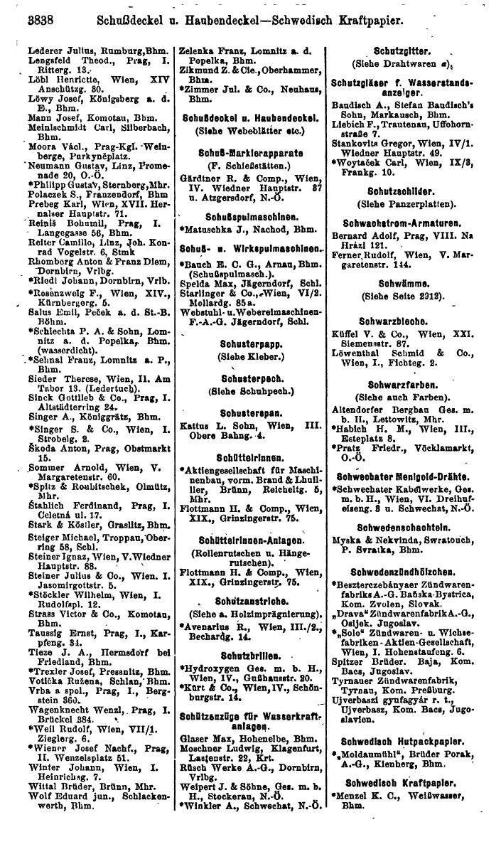 Compass. Industrie 1920/21, Band VI: Deutschösterreich, Tschechoslowakei, Ungarn, Jugoslawien. - Page 1280