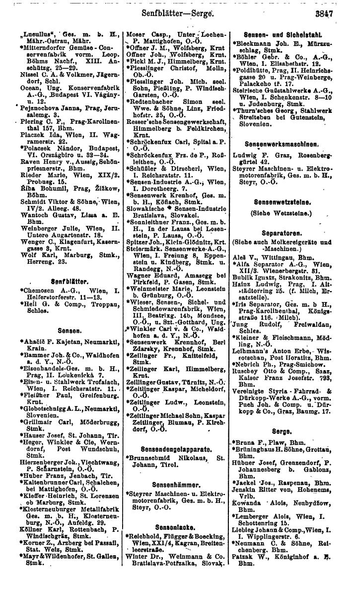 Compass. Industrie 1920/21, Band VI: Deutschösterreich, Tschechoslowakei, Ungarn, Jugoslawien. - Page 1289