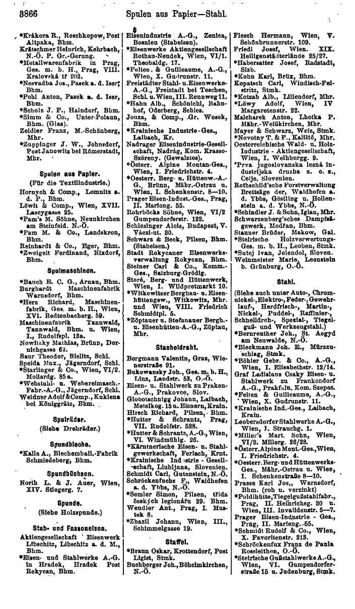 Compass. Industrie 1920/21, Band VI: Deutschösterreich, Tschechoslowakei, Ungarn, Jugoslawien. - Page 1308
