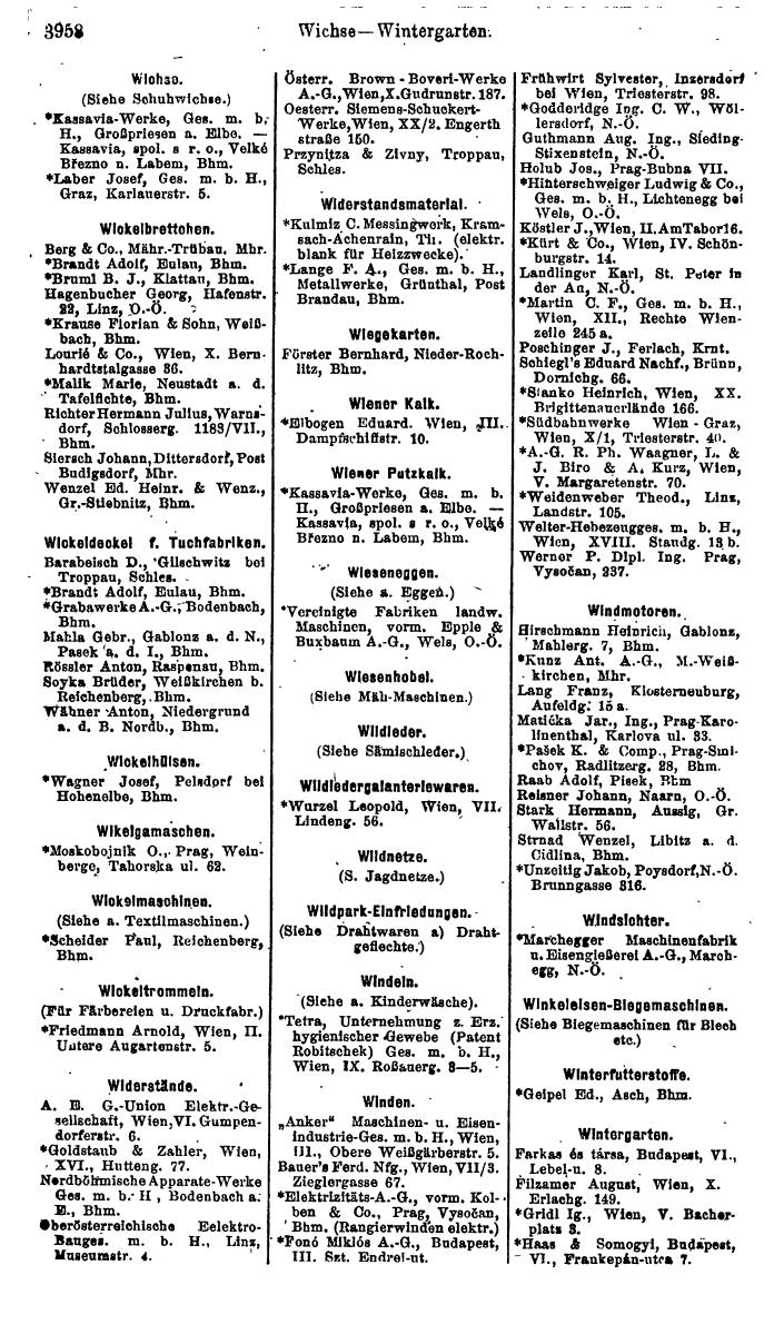 Compass. Industrie 1920/21, Band VI: Deutschösterreich, Tschechoslowakei, Ungarn, Jugoslawien. - Page 1400
