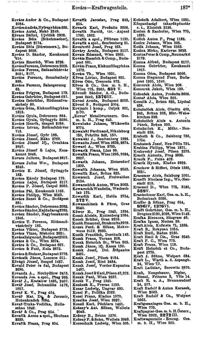 Compass. Industrie 1920/21, Band VI: Deutschösterreich, Tschechoslowakei, Ungarn, Jugoslawien. - Page 271