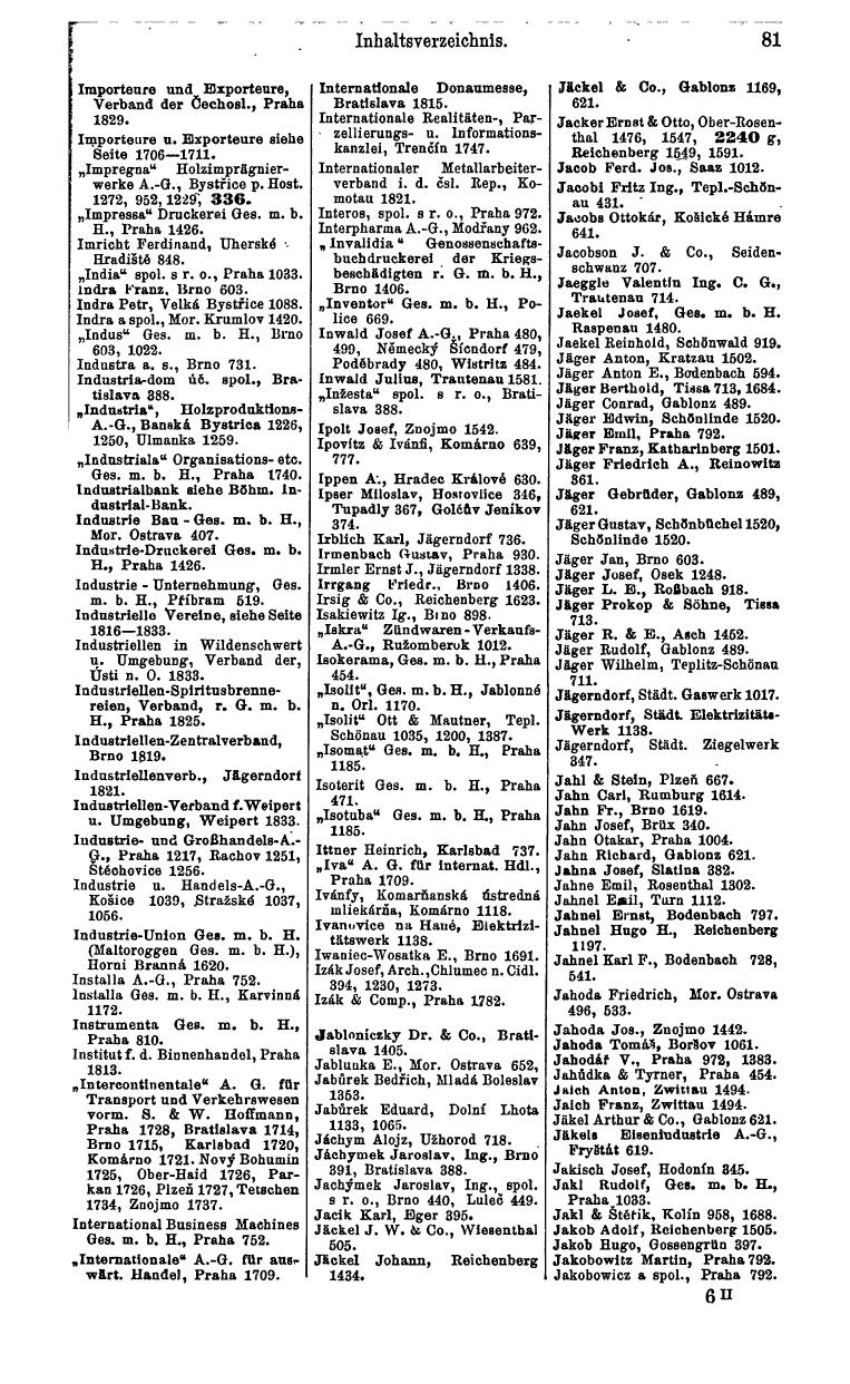 Compass. Kommerzielles Jahrbuch 1938: Čechoslovakei. - Seite 89