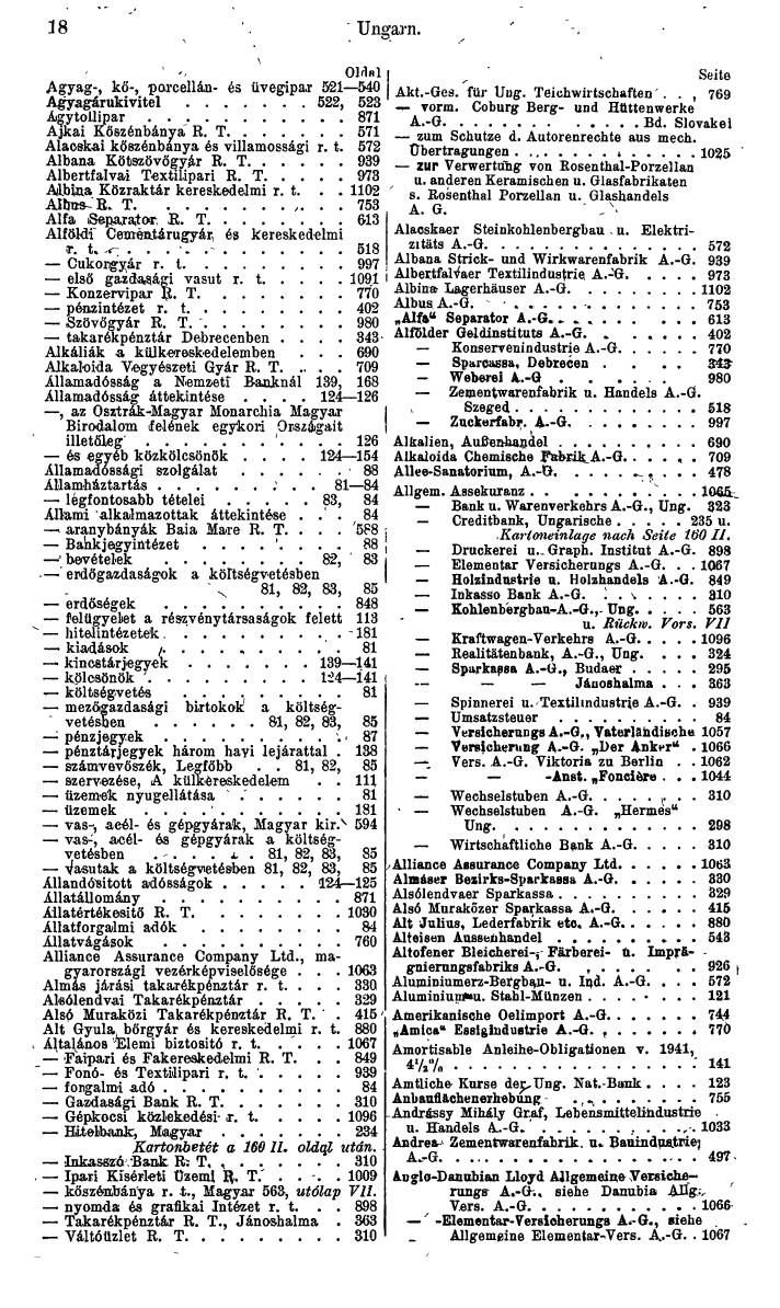 Compass. Finanzielles Jahrbuch 1943: Ungarn. - Seite 24