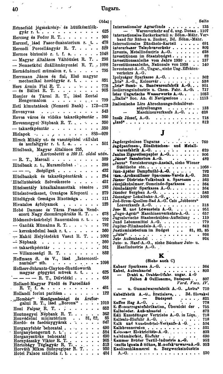 Compass. Finanzielles Jahrbuch 1943: Ungarn. - Seite 46