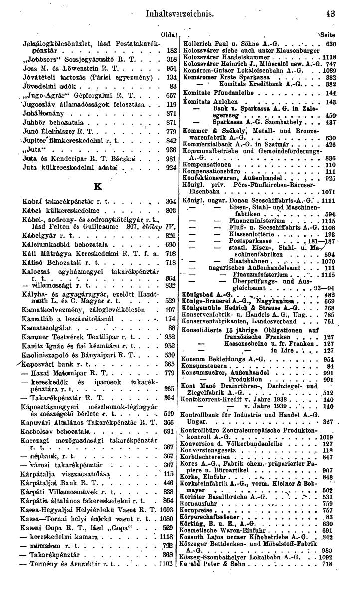 Compass. Finanzielles Jahrbuch 1943: Ungarn. - Seite 49