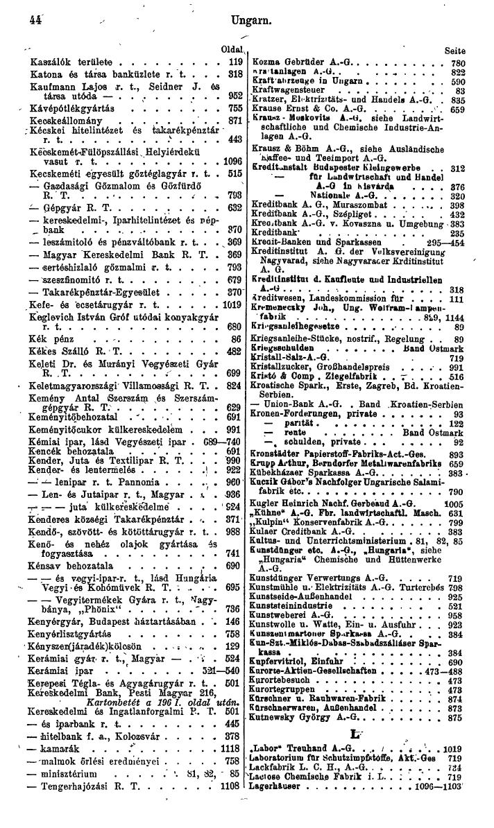 Compass. Finanzielles Jahrbuch 1943: Ungarn. - Seite 50