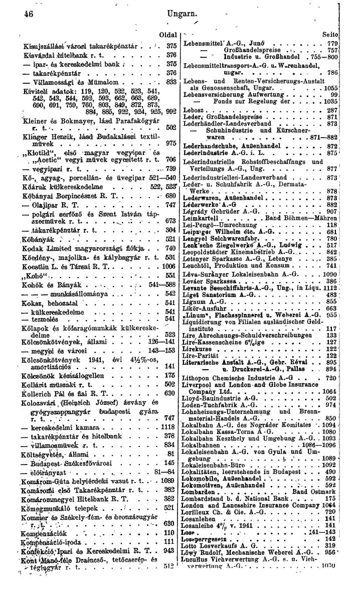 Compass. Finanzielles Jahrbuch 1943: Ungarn. - Seite 52