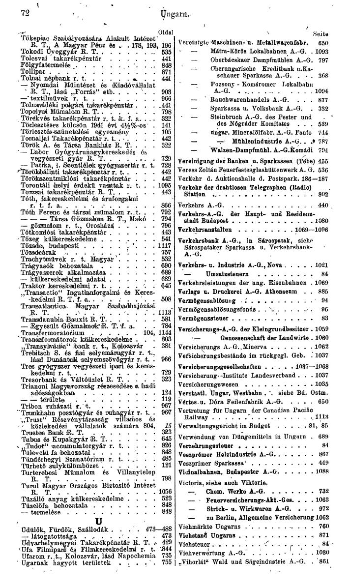 Compass. Finanzielles Jahrbuch 1943: Ungarn. - Seite 78
