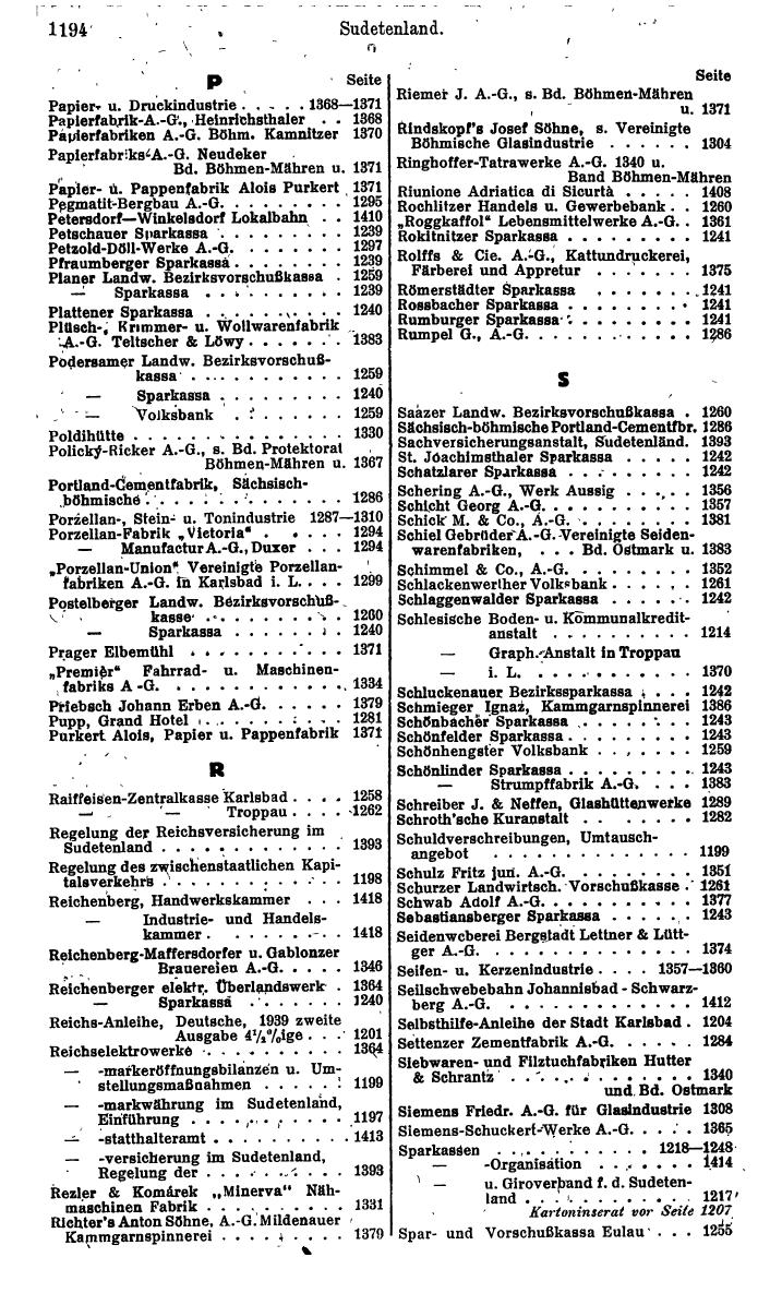 Compass. Finanzielles Jahrbuch 1942: Österreich, Sudetenland. - Seite 1288