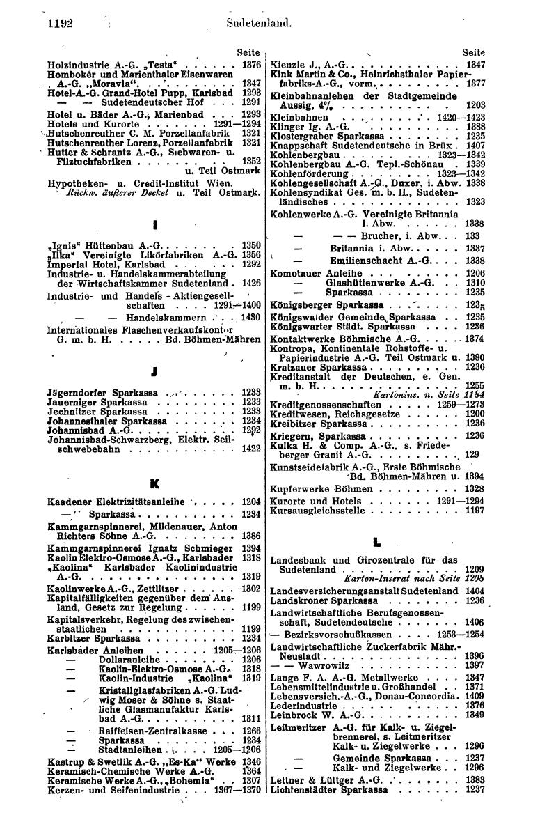 Compass. Finanzielles Jahrbuch 1943: Österreich, Sudetenland. - Seite 1280