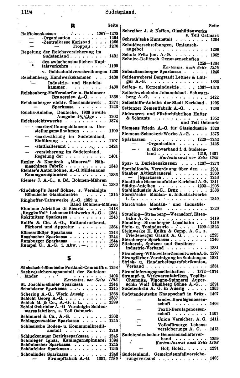 Compass. Finanzielles Jahrbuch 1943: Österreich, Sudetenland. - Seite 1282